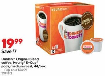 Staples Dunkin Original Blend Coffee, Keurig K-Cup Pods, Medium Roast offer