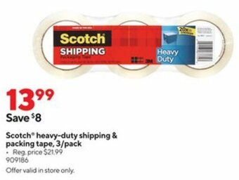 Staples Scotch Heavy-Duty Shipping & Packaging Tape offer