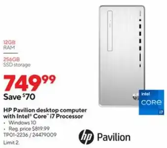 Staples HP Pavilion Desktop Computer With Intel Core i7 Processor TP01-2236 offer