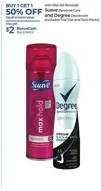 Rite Aid Suave personal care and degree offer