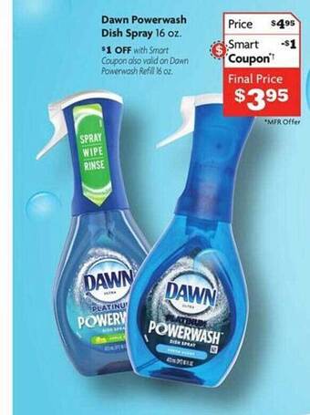 Family Dollar Dawn powerwash dish spray offer