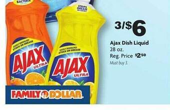 Family Dollar Ajax dish liquid offer