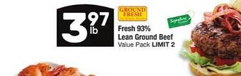 Fresh 93% lean ground beef