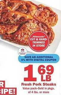 Schnucks Fresh pork steaks offer