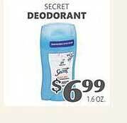 Harveys Supermarkets Secret deodorant offer