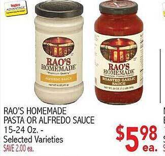 Ingles Markets Rao's homemade pasta or alfredo sauce offer