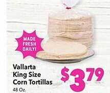 Vallarta Supermarkets Vallarta king size corn tortillas offer