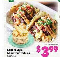 Vallarta Supermarkets Sonora style mini flour tortillas offer