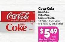 Vallarta Supermarkets Coca-cola diet coke, coke zero, sprite or fanta offer
