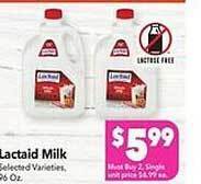 Vallarta Supermarkets Lactaid milk offer