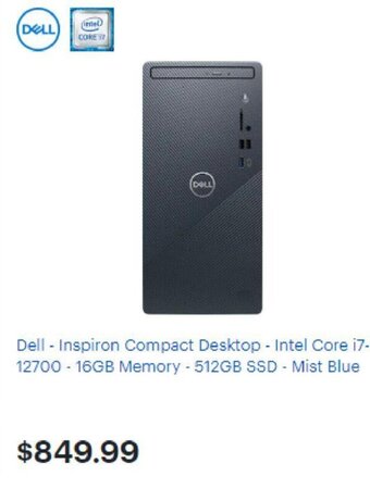 Best Buy Dell-Inspiron Compact Desktop-Intel Core i7-12700-16GB Memory-512GB SSD-Mist Blue offer