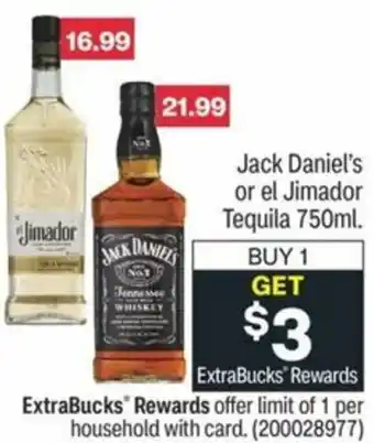 CVS Jack Daniel's or El Jimador Tequila 750ml offer