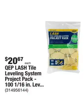 The Home Depot Qep lash tile leveling system project pack - 100 1/16 in. leveling clips and 100 wedges (200-piece) offer