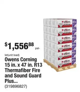 The Home Depot Owens corning 15 in. x 47 in. r13 thermafiber fire and sound guard plus mineral wool insulation batt (24-bags) offer