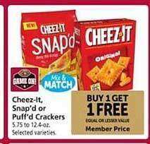 Safeway Cheez-it, snap'd or puff'd crackers offer