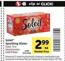 Safeway Soleil sparkling water offer