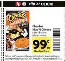 Safeway Cheetos mac'n cheese offer