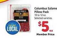 Safeway Columbus salame pillow pack offer