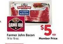 Safeway Farmer john bacon offer