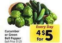 Safeway Cucumber or green bell pepper offer