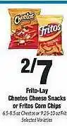 Frito-lay cheetos cheese snacks or fritos corn chips