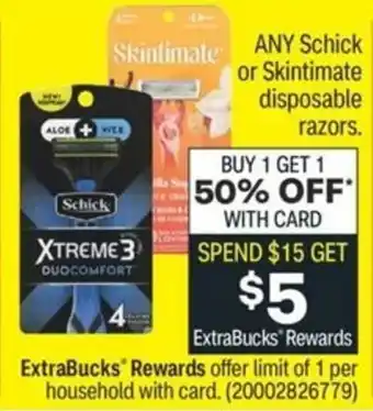 CVS Schick Or Skintimate Disposable Razors offer