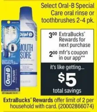 CVS Oral-B Special Care Oral Rinse or Toothbrushes 2-4pk offer