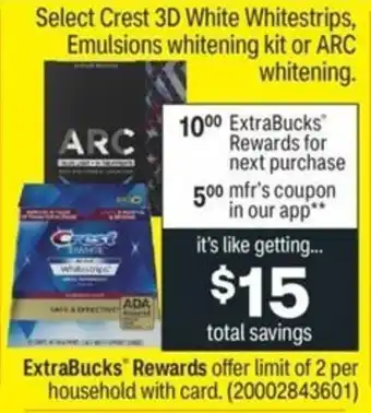 CVS Crest 3D White Whitestrips, Emulsions Whitening Kit or ARC Whitening offer