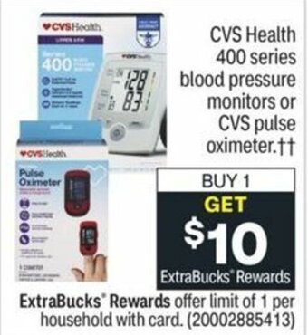 CVS CVS Health 400 Series Blood Pressure Monitors or CVS Pulse Oximeter offer
