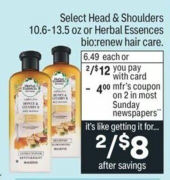CVS Head & Shoulders 10.6-13.5 oz offer