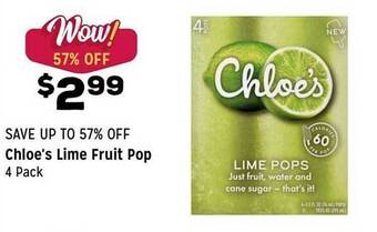 Grocery Outlet Chloe's lime fruit pop offer