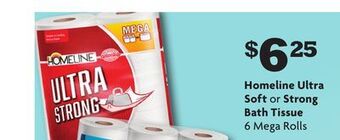 Family Dollar Homeline ultra soft or strong bath tissue offer