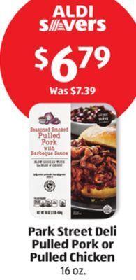 Aldi Park street deli pulled pork or pulled chicken offer
