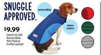 Aldi Heart to tail reversible pet fleece puffer jacket offer