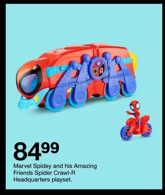 Target Marvel spidey and his amazing friends spider crawl-r headquarters playset offer