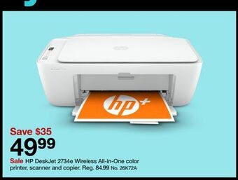 Target Hp deskjet 2734e wireless all-in-one color printer, scanner and copier offer