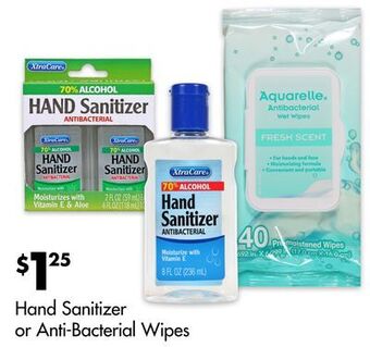 Dollar Tree Hand sanitizer or anti-bacterial wipes offer