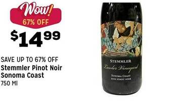 Grocery Outlet Stemmler pinot noir sonoma coast offer