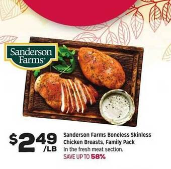 Grocery Outlet Sanderson farms boneless skinless chicken breasts, family pack offer