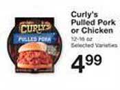 Price Chopper Curly's pulled pork or chicken offer
