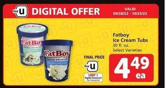 Vons Fatboy ice cream tubs offer