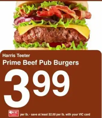Harris Teeter Prime Beef Pub Burgers offer