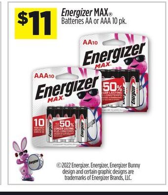 Dollar General Energizer max batteries aa or aaa offer