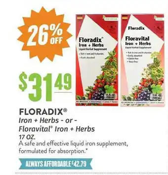 Natural Grocers Floradix iron + herbs - or - floravital offer