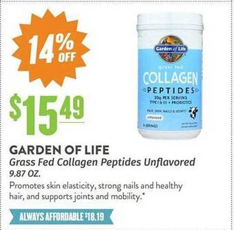 Natural Grocers Garden of life grass fed collagen peptides unflavored offer