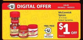 Vons Mccormick spices offer