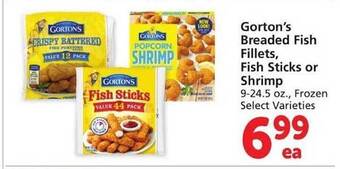 Vons Gorton's breaded fish fillets, fish sticks or shrimp offer