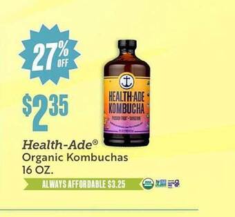Natural Grocers Health-ade organic kombuchas offer