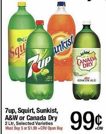 Jons International 7up, squirt, sunkist, a&w or canada dry offer