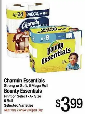 Jons International Charmin essentials or bounty essentials offer